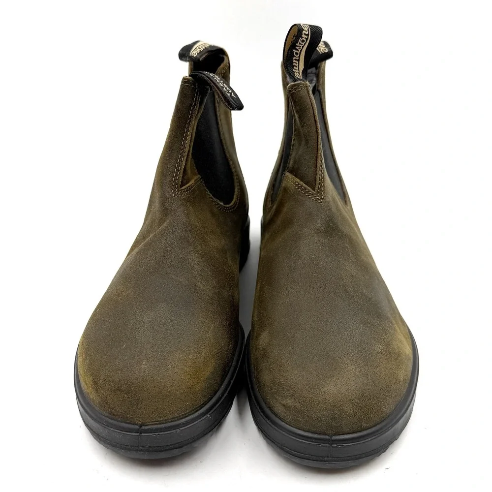 Blundstone 1615 Chelsea Boots Dark Olive Suede Elastic Side Mens Size 10.5 US